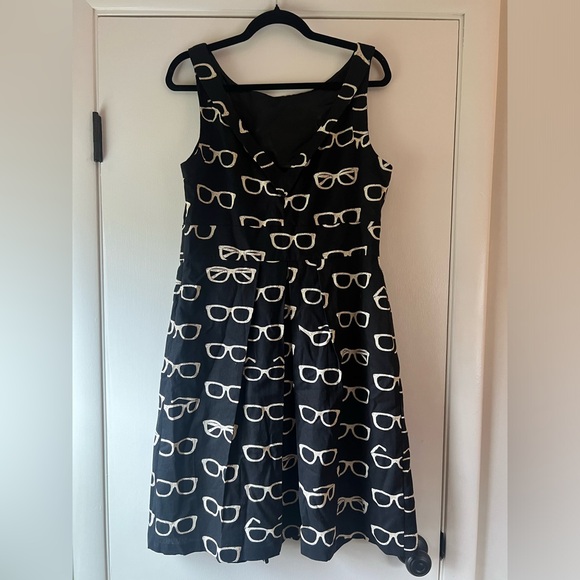 Eva Franco for Anthropologie Frames & Fortune Eyeglass Dress Black Ivory Size 14 - Picture 9 of 11